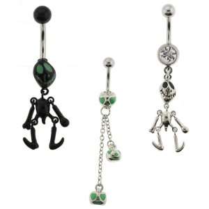 Set of 3 Halloween Belly Rings   Stainless Steel Jewelry
