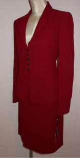 NWT Tahari Arthur S Levine Brick Red Longer Jacket Skirt Career Suit 