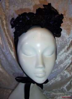 WONDERFUL 1870S 1880s ERA BLACK BEADED BONNET  