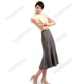 2012 New Womens Retro England Hemline Gentlewoman Wool Silk Skirt 