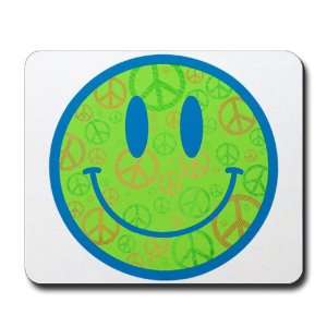   Mousepad (Mouse Pad) Smiley Face With Peace Symbols 