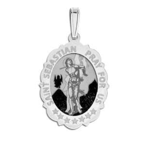 Saint Sebastian   Scallopped Oval Medal