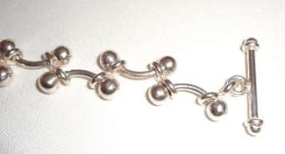  Sterling Silver Interlocking Bar Bead Link Bracelet B0746 Box Rare