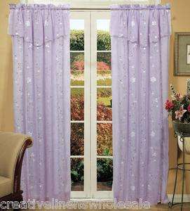 Daisy Embroidery Window Curtain Panel 2PCS Lavender NEW  
