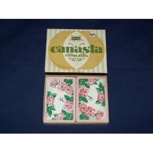  Vintage Whitman Canasta Flower Playing Cards Double Deck 