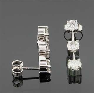 CT 14KW MOISSANITE 3 STONE ROUND FRICTION EARRINGS  