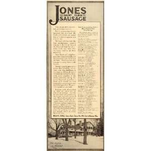 1912 Ad Jones Dairy Farm Sausage Fort Atkinson Milo C.   Original 