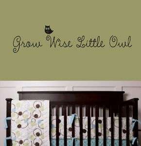 Grow wise little owl Wall Decal Lettering Decor Quote  