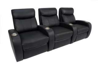 Rialto Home Theater Seating 7 Seats Black Leather Manual Chairs  