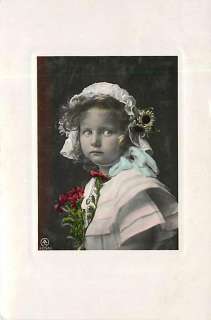 TINTED PHOTO BEAUTIFUL LITTLE GIRL CHUBBY CHEEKS BONNET R46343  
