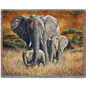    Loving Mother Elephant Tapestry Afghan Throw