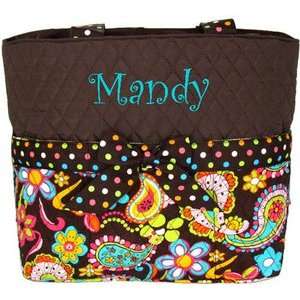  Quilted Whimsical Wonderland Paisley Flowers Diaper Tote Purse 