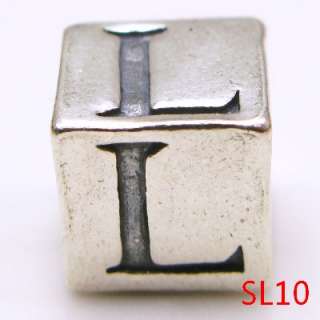 925 Sterling Silver Initial Letter European Charm Beads Fit Bracelet 