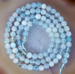 4mm Natural Aquamarine Round Beads 16  