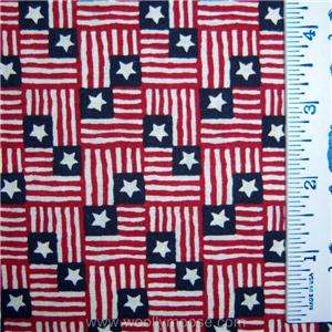 July 4 US American Flag Blocks All Over Fabric BTY  