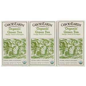 Good Earth Organic Green Tea, Mango, Peach & Pineapple, Tea Bags, 18 