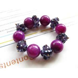Agate Crystal Bracelet   Dark Purple