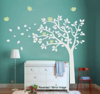 Baby Nursery Wall Decal Tree with Birds   Removable Vinyl Wall Decal 