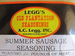   Sausage Seasoning by Leggs Old Plantation for 50 lbs of Wild Game Meat