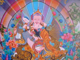 Tibetan Buddhist Padmasambhava Guru Rinpoche w/Consort Thangka Poster