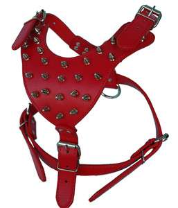 Red Leather Spiked Studded Dog Harnesses 17.5 23.5 Size for Mastiff 