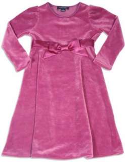    Famous Brand   Girls Long Sleeve Velour Dress, Purple: Clothing