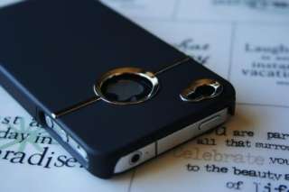 Black Hard Case Cover Rubber with Chrome for iPhone 4 4S USA Seller 