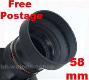 58mm 3 Stage Rubber Lens Hood for Canon EF S 18 55mm  