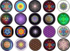 Lot 20 Flower of Life BADGES BUTTONS PINS 1.5INCH 38mm  