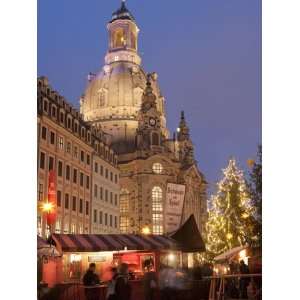 Christmas Market Stalls in Front of Frauen Church and Christmas Tree 