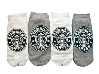 Pairs of starbucks white and gray color socks for women  
