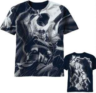 Thor Wielding Hammer in Storm Thronado 2 Sided Full Print Tee Shirt 