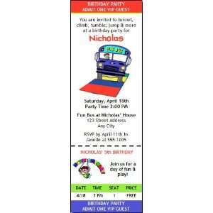  Fun Bus Birthday Party Ticket Invitation: Health 