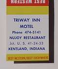 1970s Matchbook Best Western Triway Inn Kentland IN Indiana