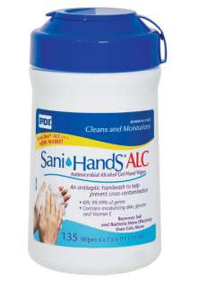 Sani Hands ALC Alcohol Wipes Cannister 135 per can  