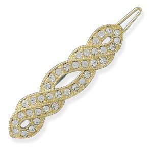   Bridal Hair Clip 14K Gold Plate Swarovski Crystal Fashion Barrette