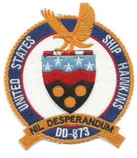 US Navy DD 873 USS Hawkins Shield Military Patch  