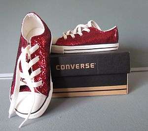 New CONVERSE All Star Inf/Toddler Chuck Taylor Party OX Red Glitter 