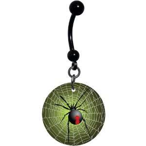  Webbed Black Widow Spider Belly Ring: Jewelry