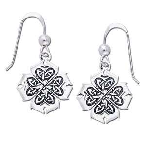  Sterling Silver Celtic Knot Cross Earrings: Jewelry