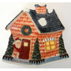   Fitz & Floyd Fireplace Santa Appetizer Canape Plate: Kitchen & Dining