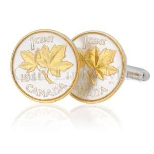  Canadian Penny Maple Leaf Cufflinks GCL 156CF: Jewelry