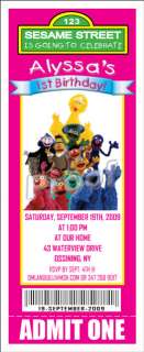 Set of 10 Sesame Street Elmo Personalized Ticket Birthday Invitations 