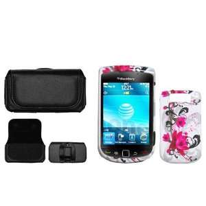  BlackBerry Torch 9800 Combo Red Flower on White Protective 