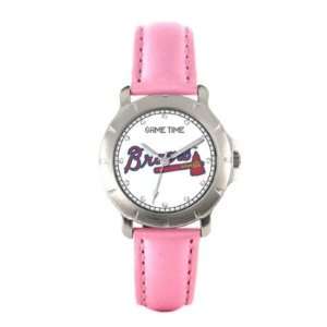   Braves Game Time Player Series Pink Strap Ladies MLB Watch: Sports