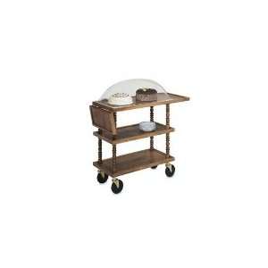   Dessert Cart w Dome, Wood, 9 in Clear Cover, 3 Shelves