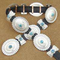 Native American Navajo Handcrafted Silver Turquoise Nuggets Concho 