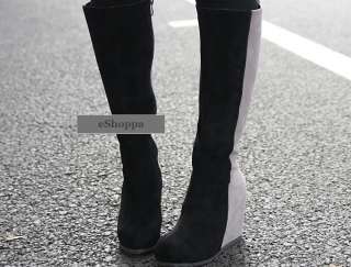   Platform Knee High Boot Wedge High Heel Side Zip Shoes US  