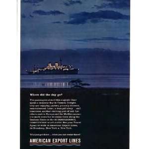  1963 American Export Lines Cruise Ship Cannes Night Print 