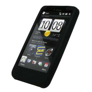For HTC HD2 Black Silicone Skin Cover Case+Screen Protector+Car 
